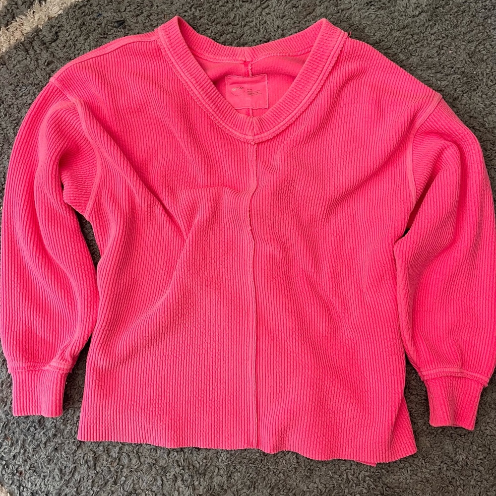 aerie v neck ribbed sweatshirt
